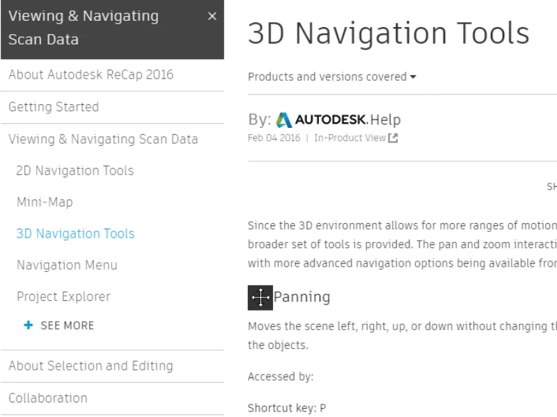 Autodesk Recap 3D navigation tools