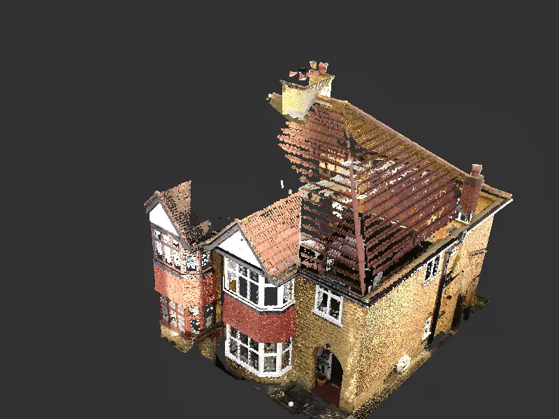 Point cloud of a house after cropping with the window selection tool