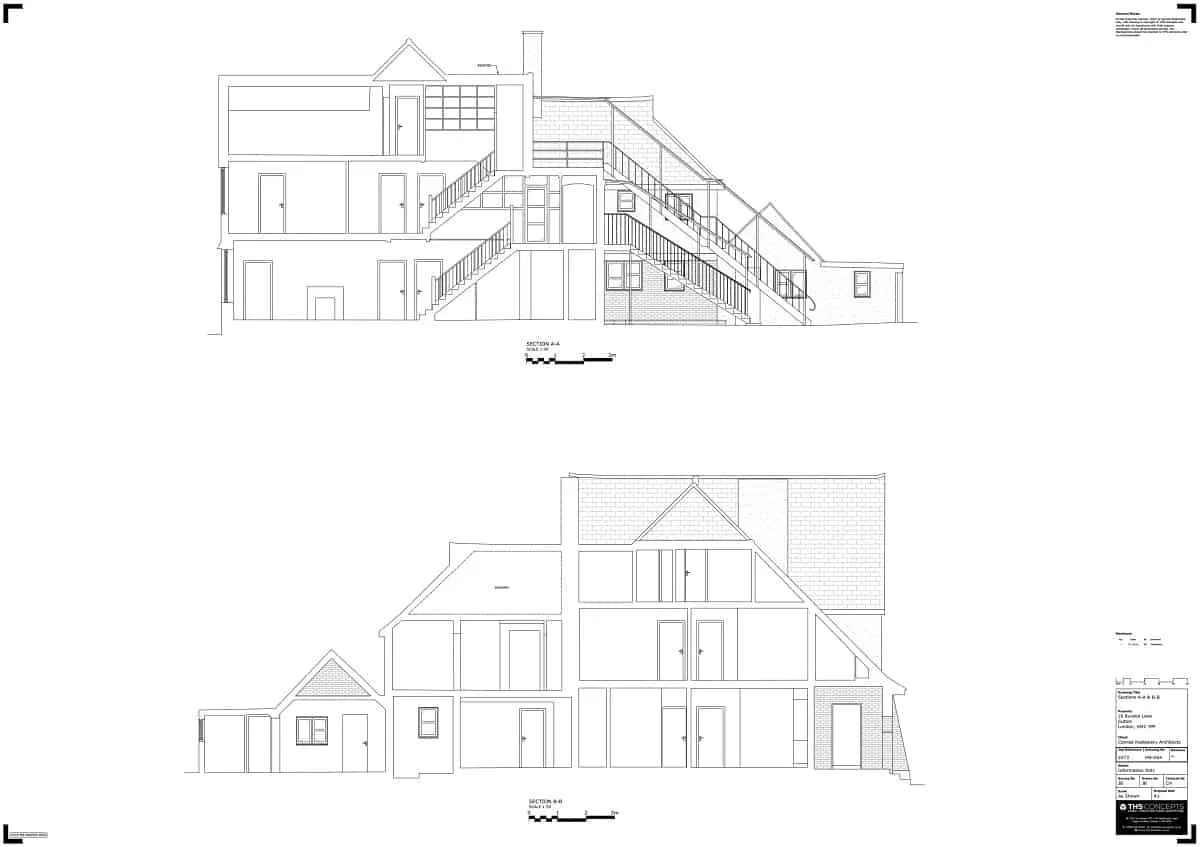 Section drawing from a measured survey project.
