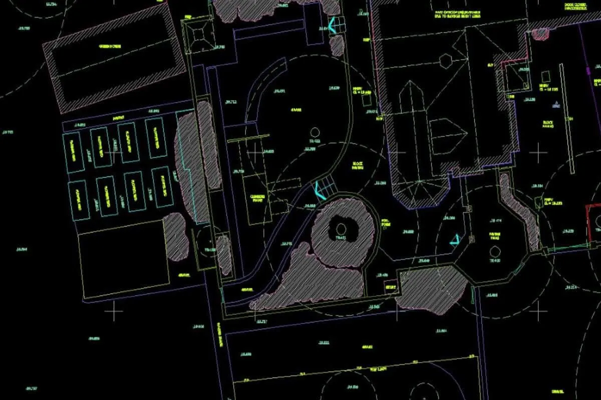 screenshot of a topographical survey CAD drawing