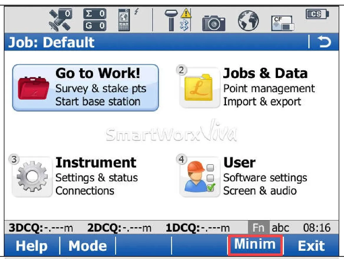 Viva home screen with the Minimise option highlighted
