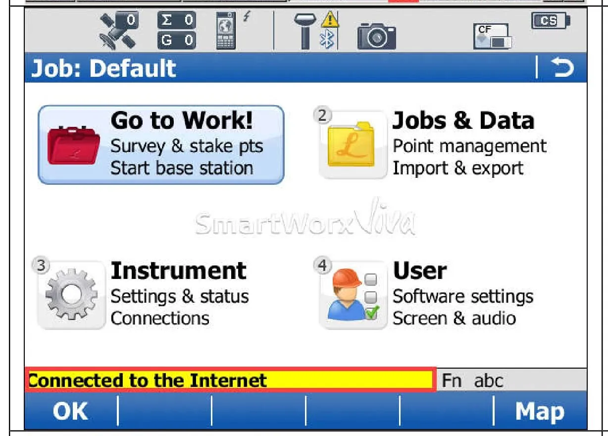 Viva home screen showing the Connected to the Internet message