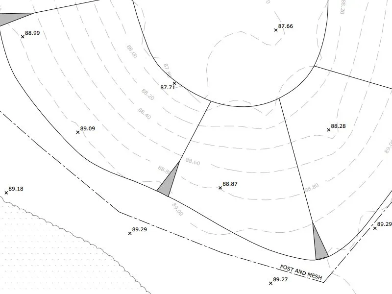 Extract from a level survey drawing with spot levels around a building