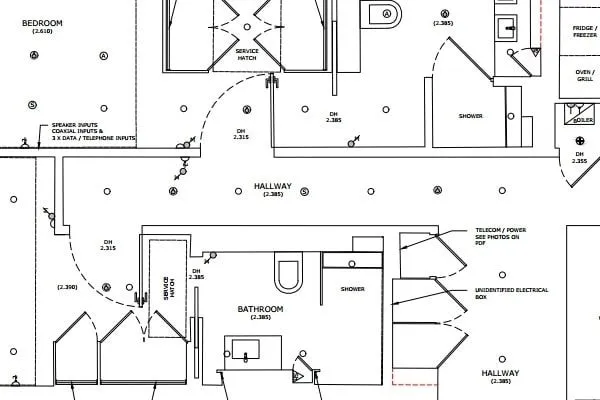 An example measured survey floor plan drawing.