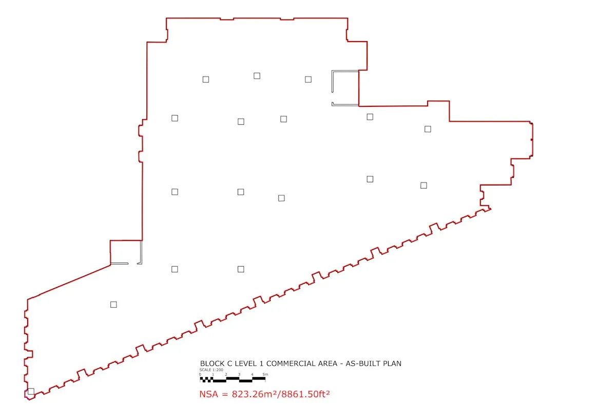 Example NSA unit plan showing the as-built boundary and measured area