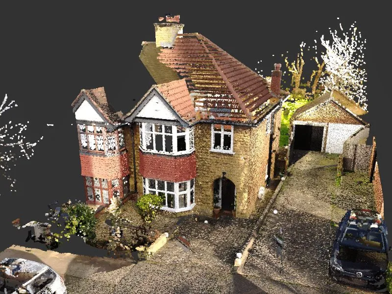 Point cloud of a detached house captured by laser scanning