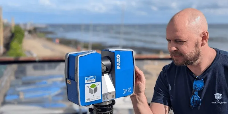 Sam Leek setting up a FARO 3D laser scanner