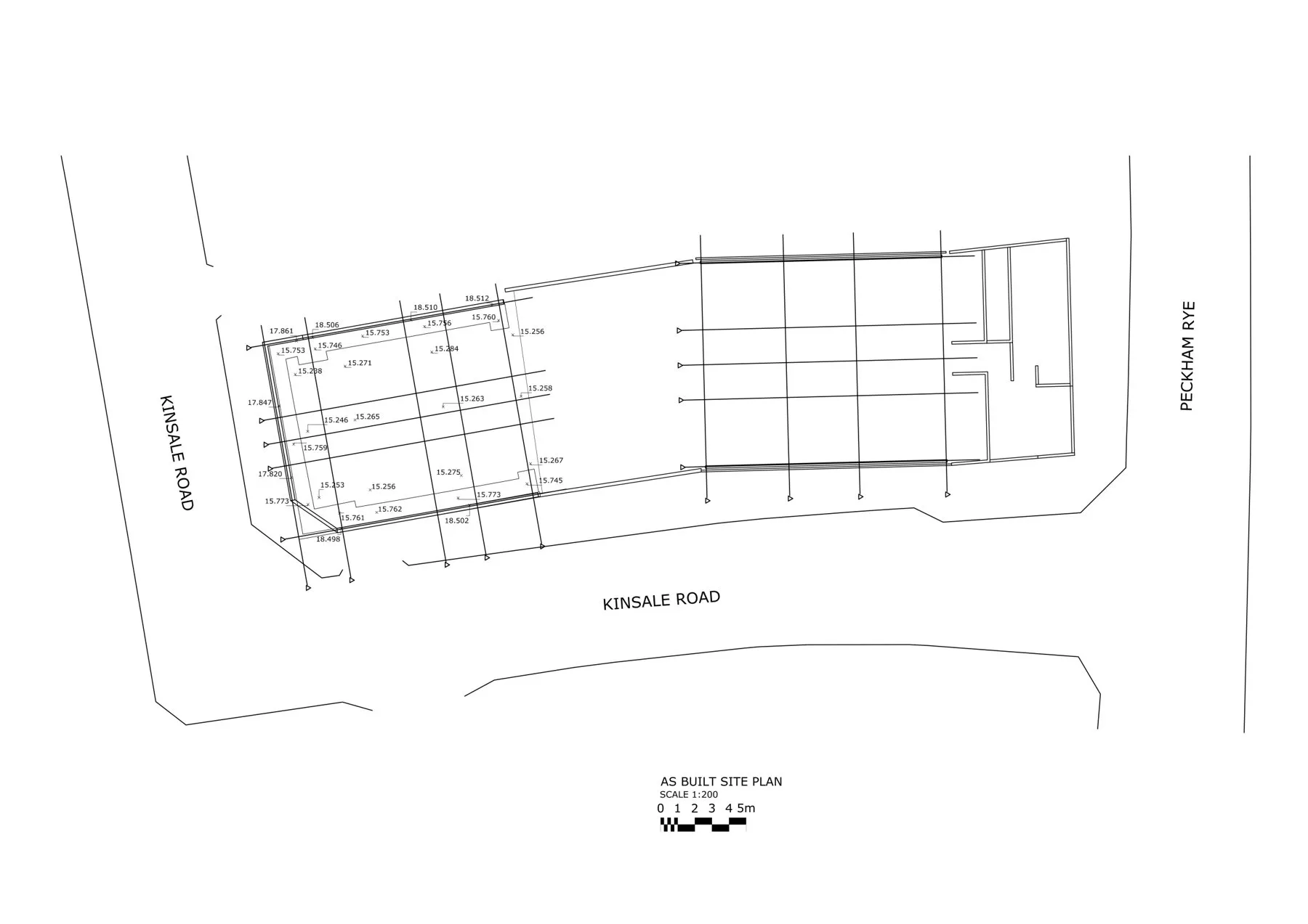 As-built survey drawing of setting out on a residential development