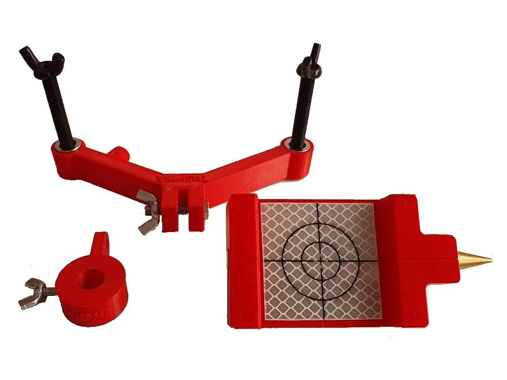 THSP75 box contents: bipod, prism holder and reflective target
