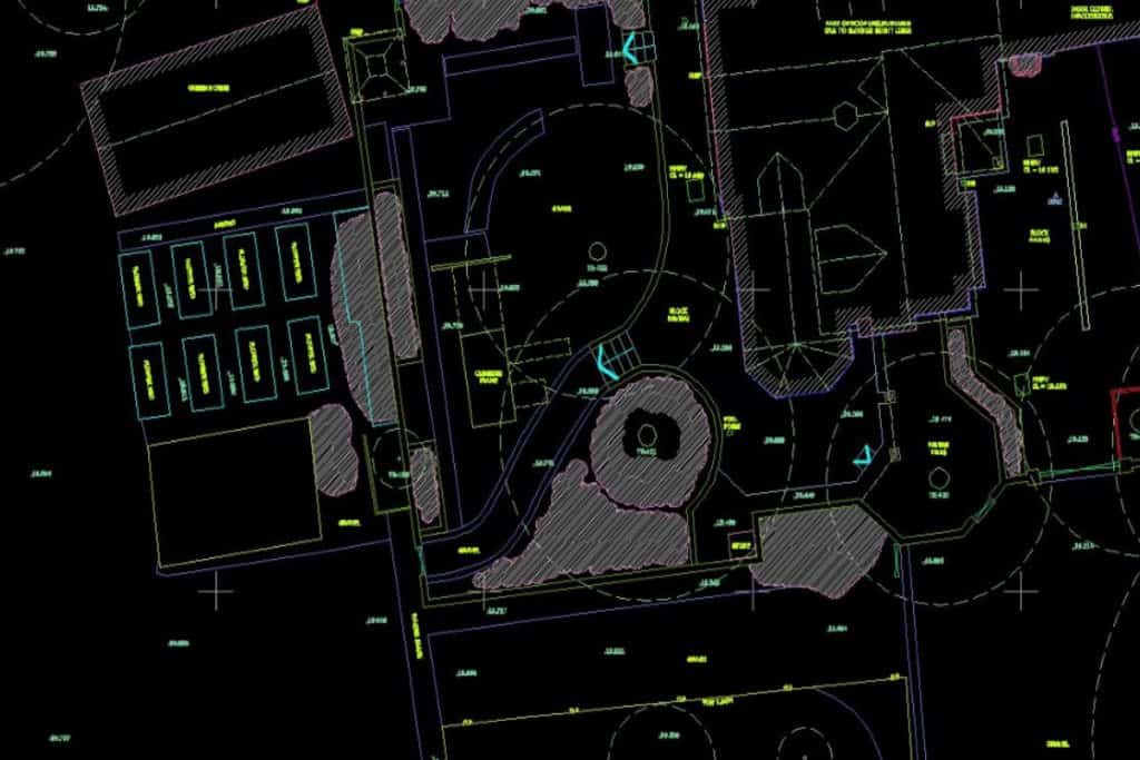 screenshot of a topographical survey CAD drawing