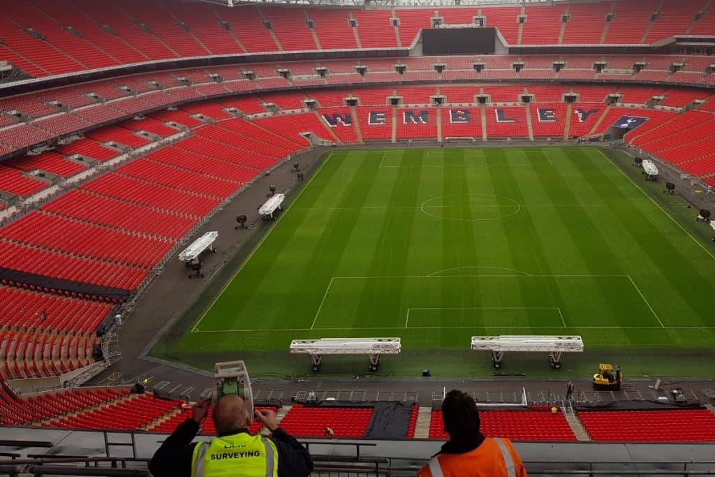 Wembley stadium surveying with a total station