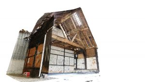3D Scan cut through section in an old barn.