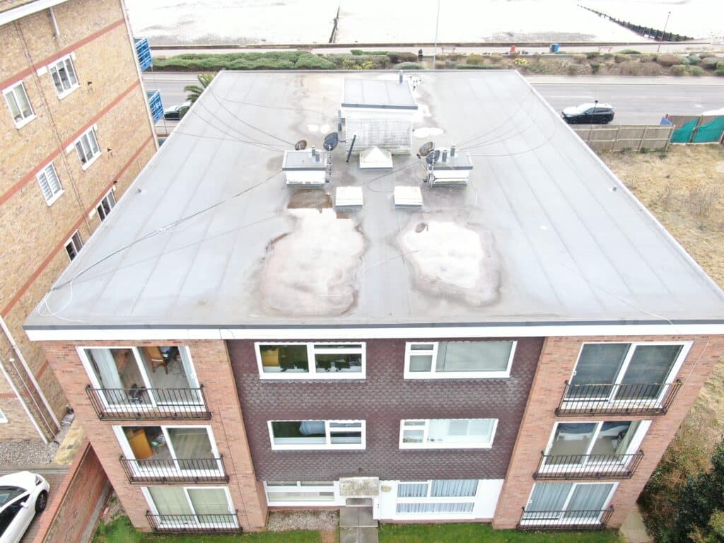 Drone photo of a roof in Southend-on-Sea